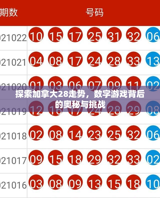 探索加拿大28走势，数字游戏背后的奥秘与挑战