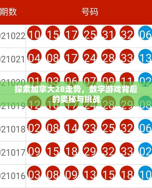 探索加拿大28走势，数字游戏背后的奥秘与挑战