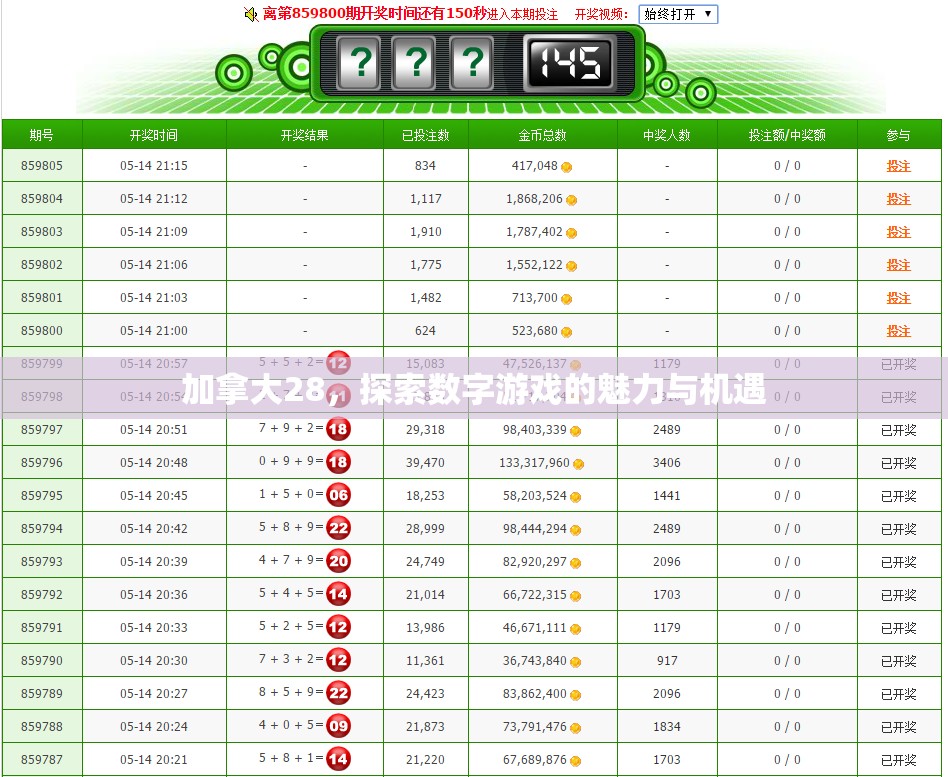 加拿大28，探索数字游戏的魅力与机遇