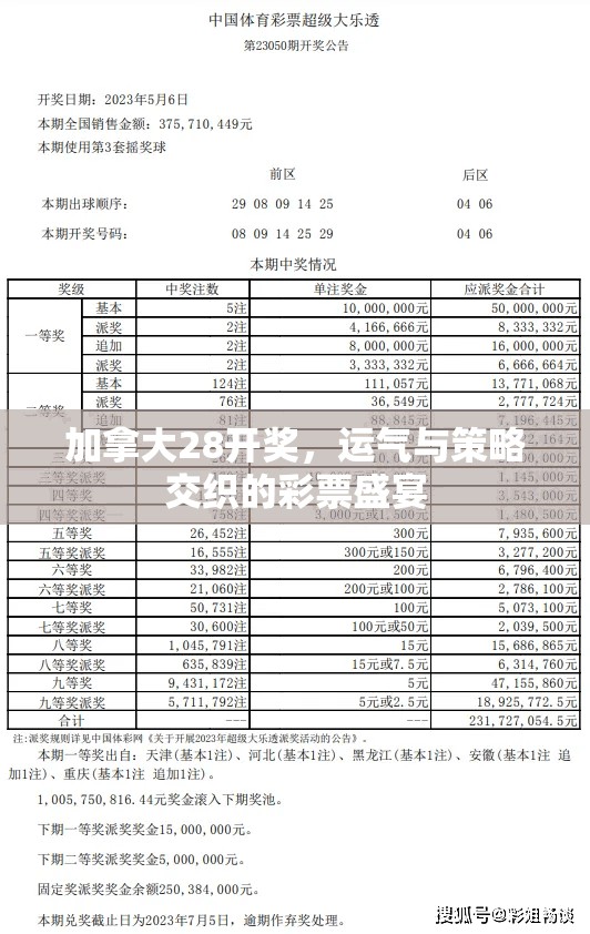 加拿大28开奖，运气与策略交织的彩票盛宴