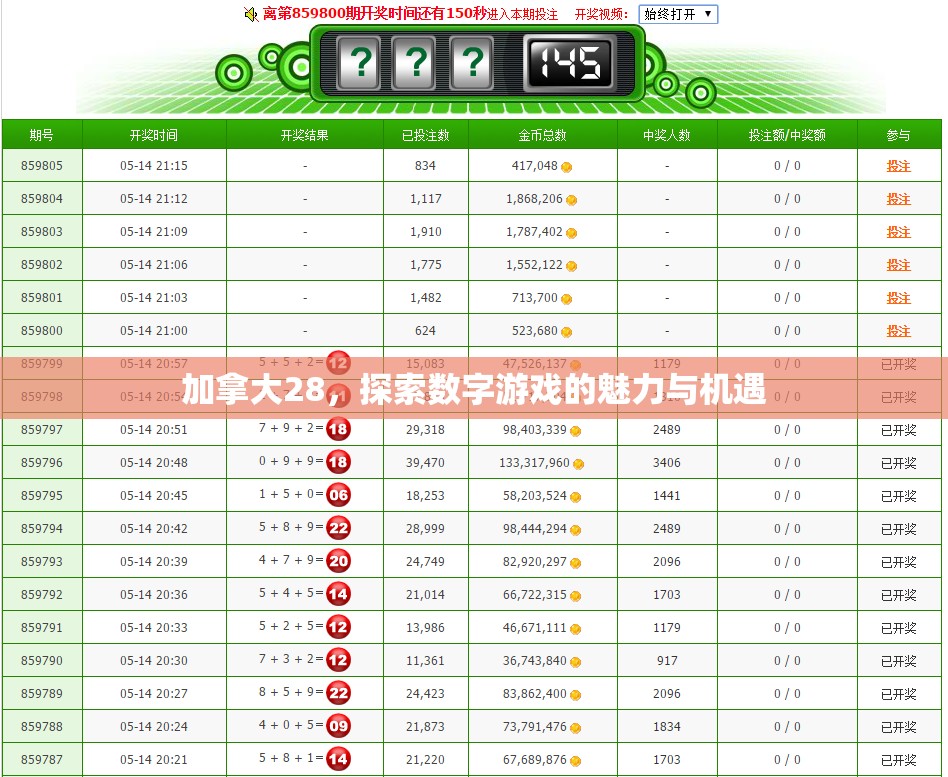 加拿大28，探索数字游戏的魅力与机遇