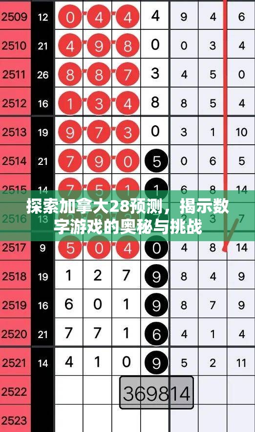 探索加拿大28预测，揭示数字游戏的奥秘与挑战