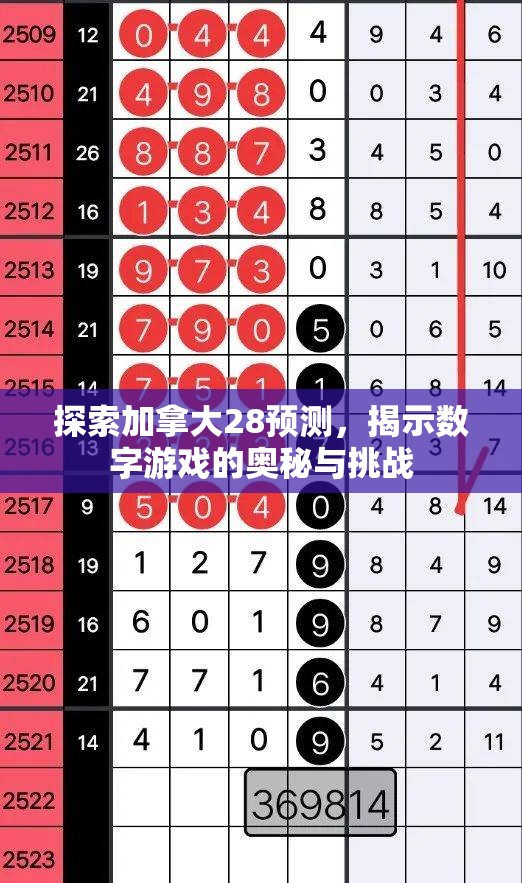 探索加拿大28预测，揭示数字游戏的奥秘与挑战