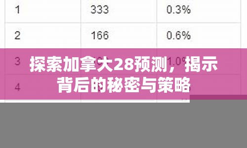 探索加拿大28预测，揭示背后的秘密与策略