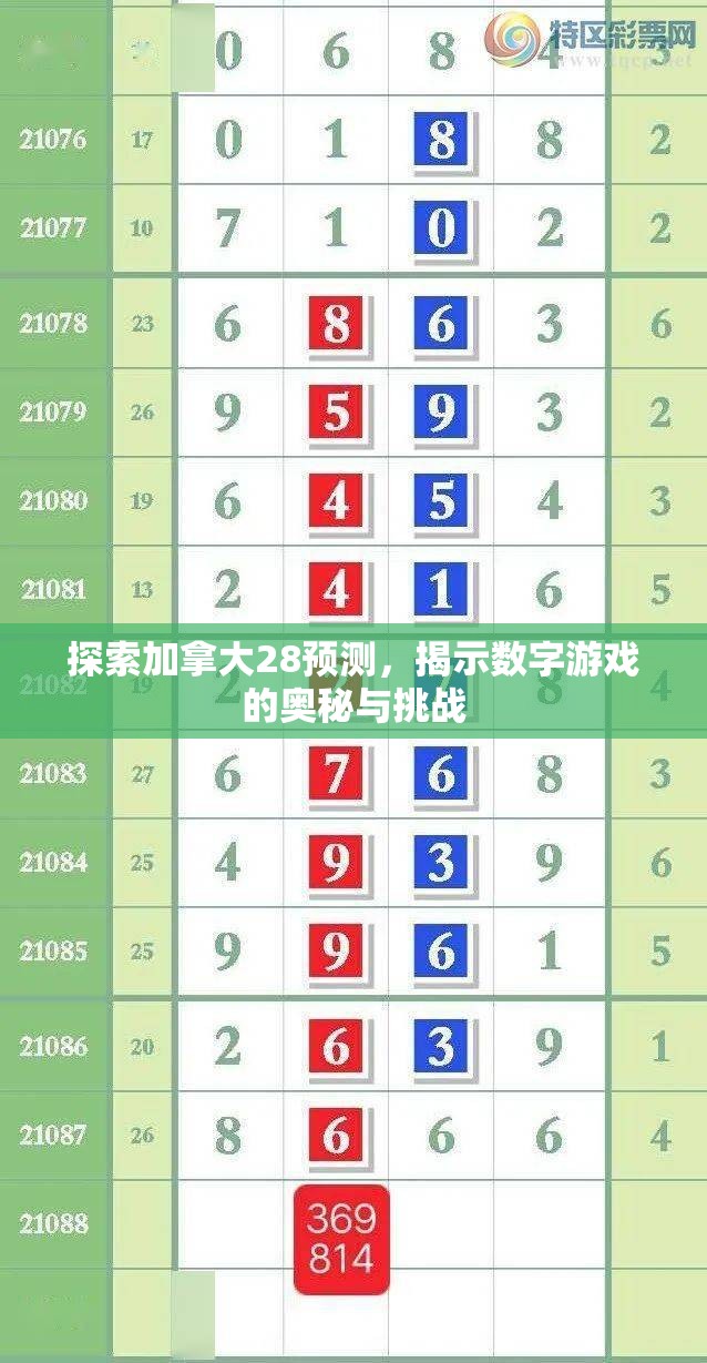 探索加拿大28预测，揭示数字游戏的奥秘与挑战